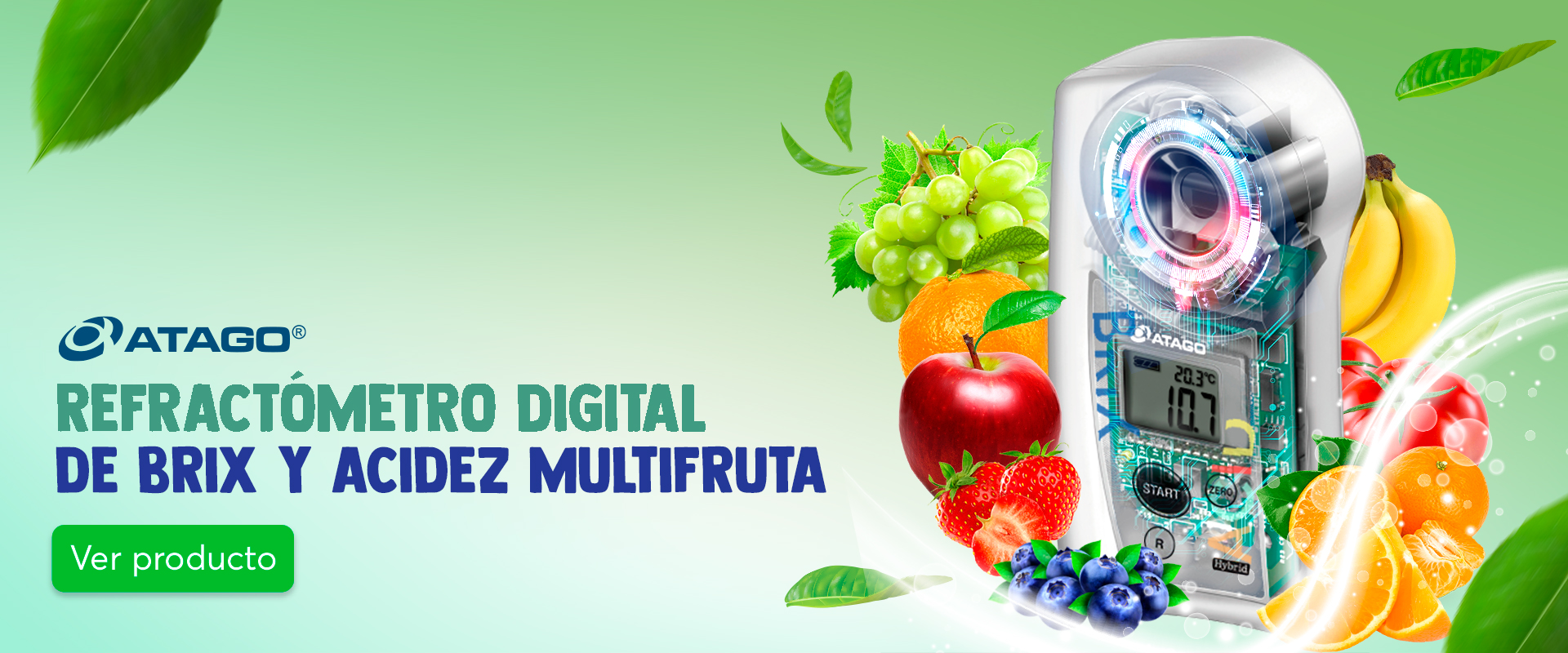 Refractómetro digital de brix y acidez para frutas